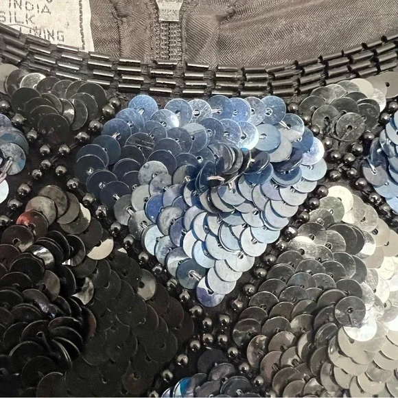 VTG Stenay Sequin Blue Dress SZ 10 Glam Party Wedding Cocktail Diamond - Picture 8 of 15